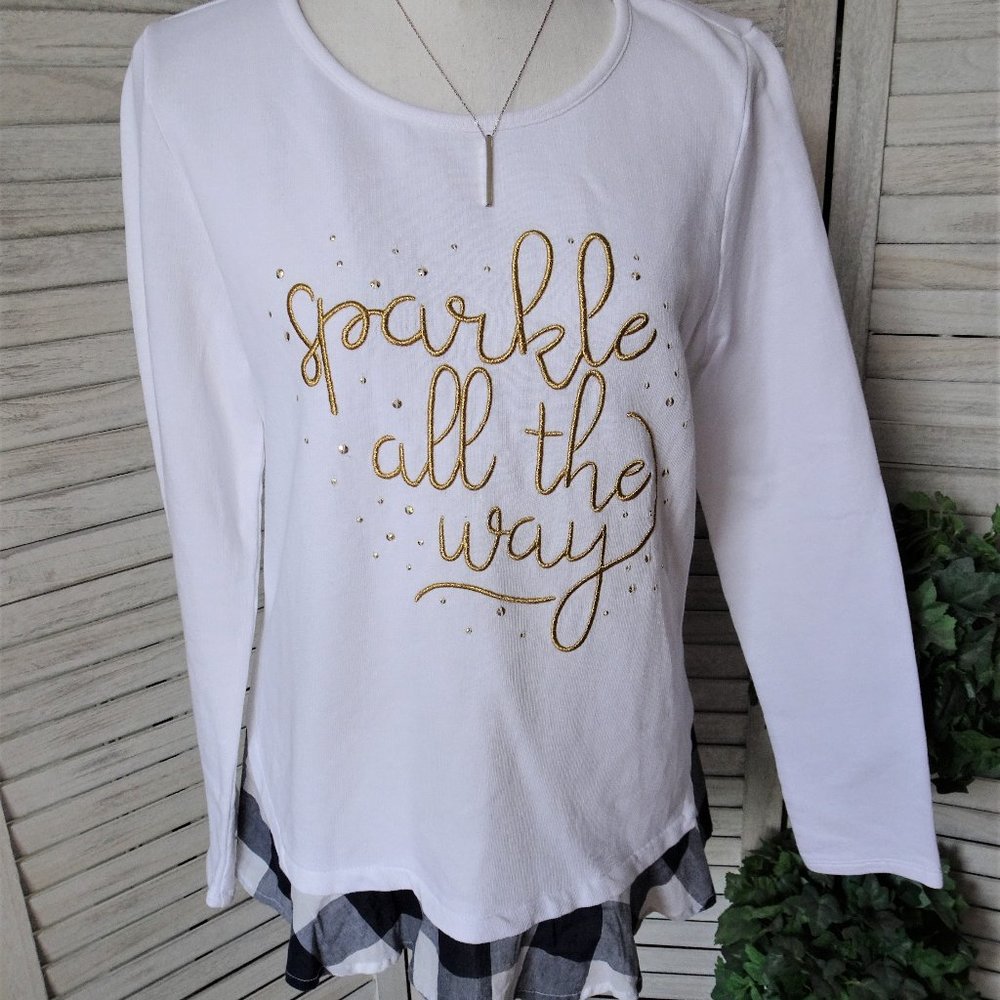 CROWN & IVY Sparkle all the Way Shirt Top S/M